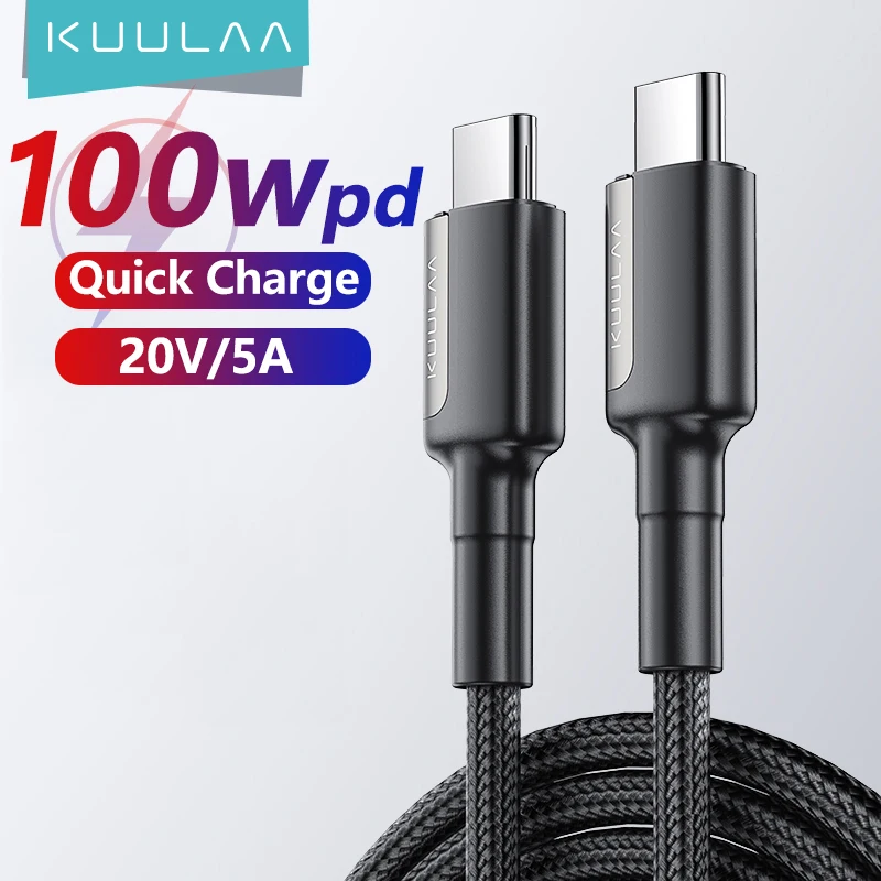 KUULLAA PD 100W USB C에서 C타입 케이블, QC 3.0 고속 충전 4.0 데이터 케이블, 삼성 아이폰 15 맥북용 USBC 케이블