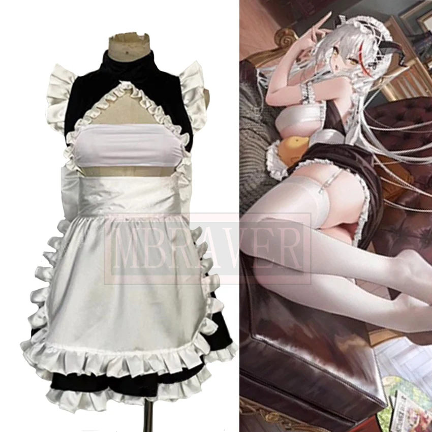 Game Azur Lane KMS Agir Dragon Maid Cosplay Costume Party Christmas Halloween Custom Made Any Size