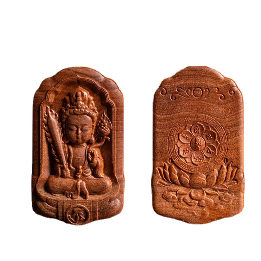 Sandalwood Zodiac Amulet Pendant Manshu Bodhisattva Original Life Rabbit Year Baby Buddha Hand Pieces