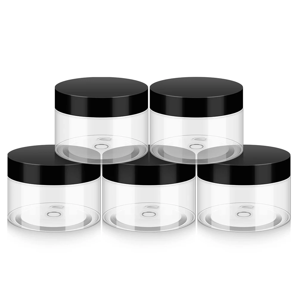 4oz Plastic Jars with Lids, 5 Pack BPA Free, Reusable, Refillable Transparent Cosmetic Containers