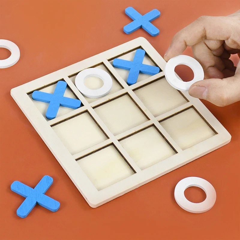 Wooden Board Game Toy Parent-Child Interaction Game Noughts And Crosses Game Educational Interaction Toy Kid's Birthday Gifts