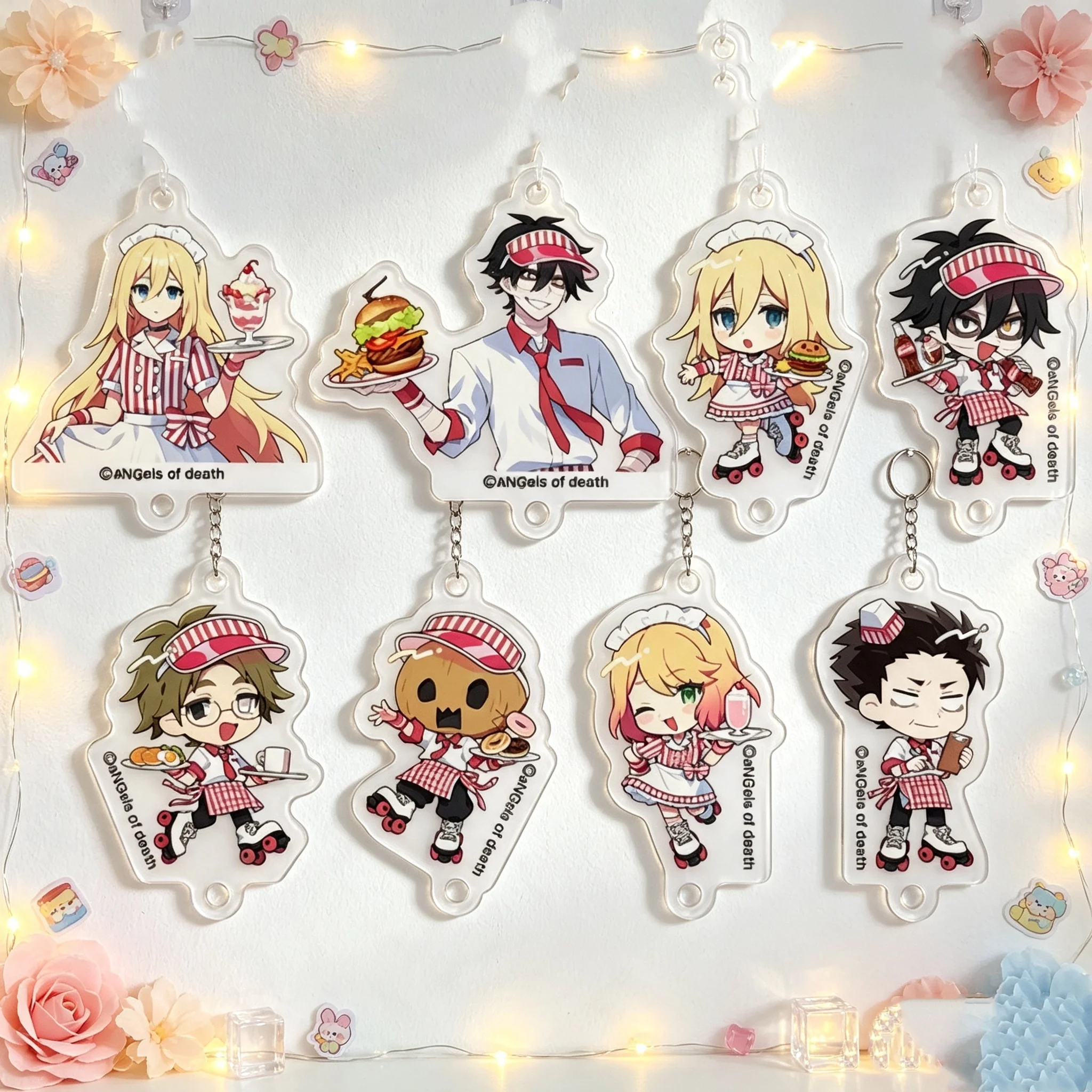 Anime Fans Gifts Angels of Death Figures Rachel・Gardner,Isaac·Foster 2026Acrylic Keychain Bag pendant Ornament 6cm Lobster Clasp
