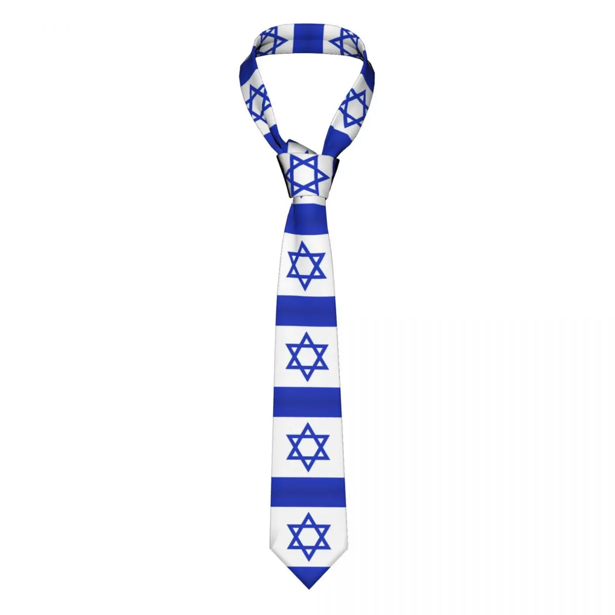 

Israel Patriotic Necktie Mens Personalized Silk Israeli Pride Emblem Stars Neck Tie for Business