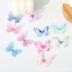 20 pçs duplo tridimensional diamante tule borboleta sonhador explosão buquê borboleta noiva acessórios de cabelo headdress