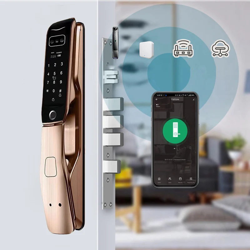 Fingerprint 3D Face Recongintion Fingeprint Smart Door Lock Tuya Wifi APP Remote Control Digital Lock Keyless Touch Screen