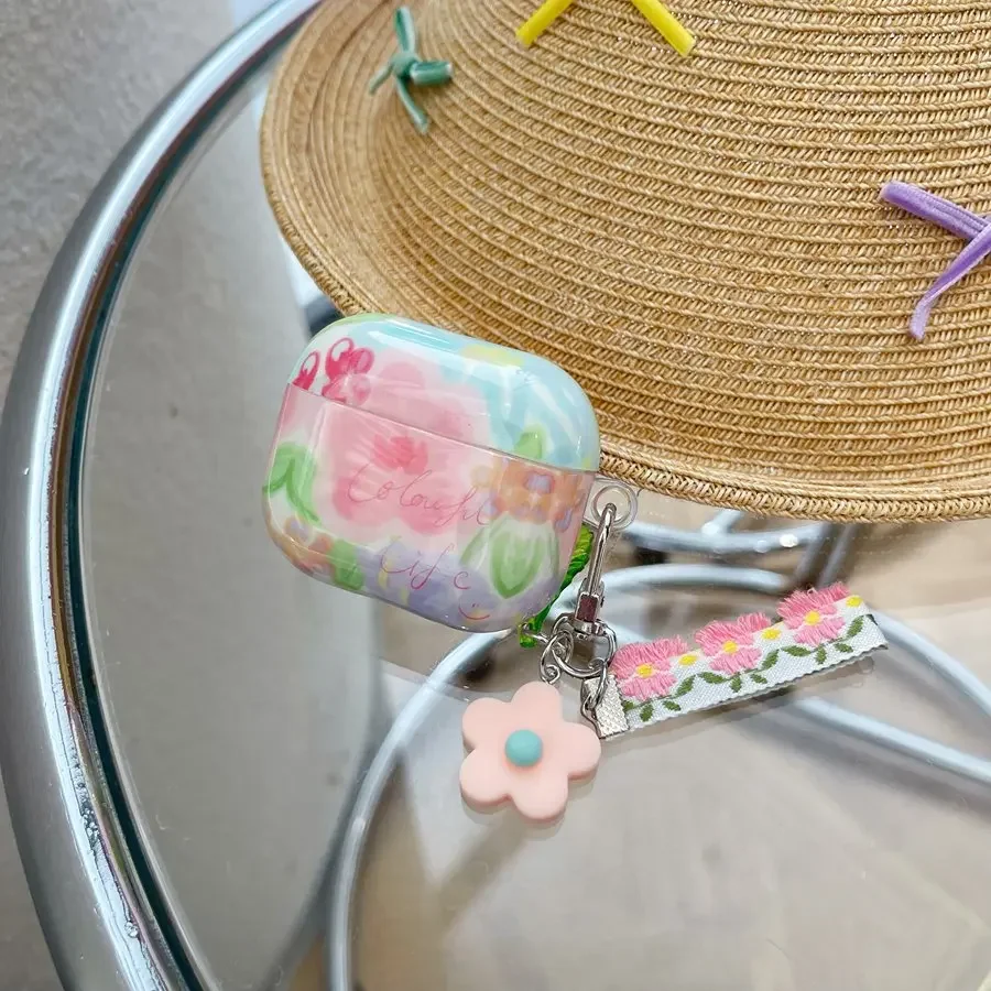 Apple Airpods 3, Airpod 2,イヤホン用のカラフルな花柄のシリコンケース