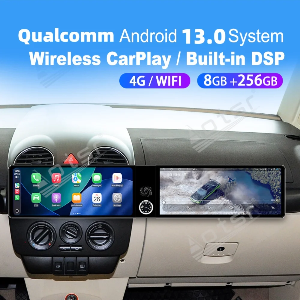 

12.3" Dual Screen Qualcomm Carplay Android Car Multimedia Automotive For Volkswagen Beetle 2003~2010 GPS Car Radio Head Unit