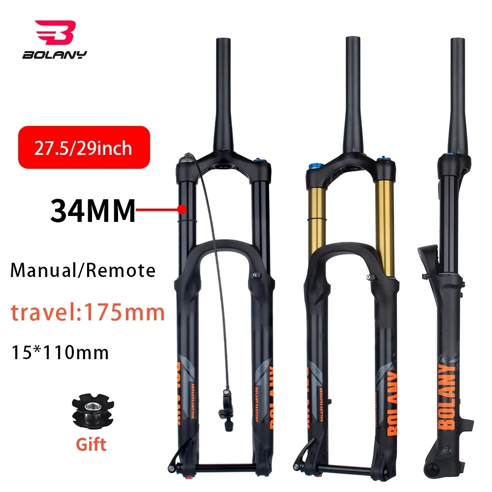 

BOLANY 27.5 29 Inch Mountain Bike Air Suspension Fork Boost Thru Axle 15*110mm XC DH AM Downhill Bicyle MTB Fork Rebound Adjust