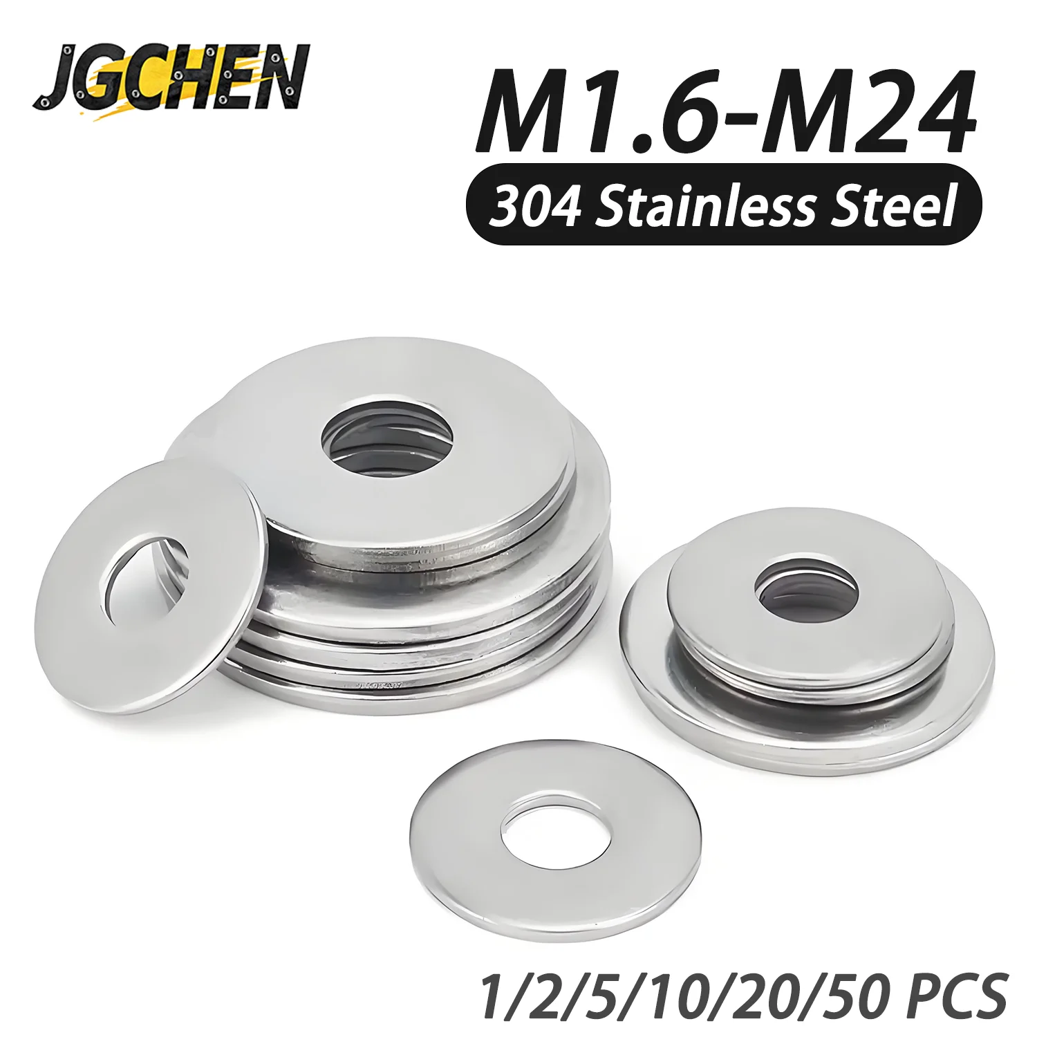 304 Stainless Steel M1.6 M2 M3 M5 M6 M8~ M30 Gasket Ultra-thin Metal Screw Flat Washer Standard Increase Thickened Meson Washer