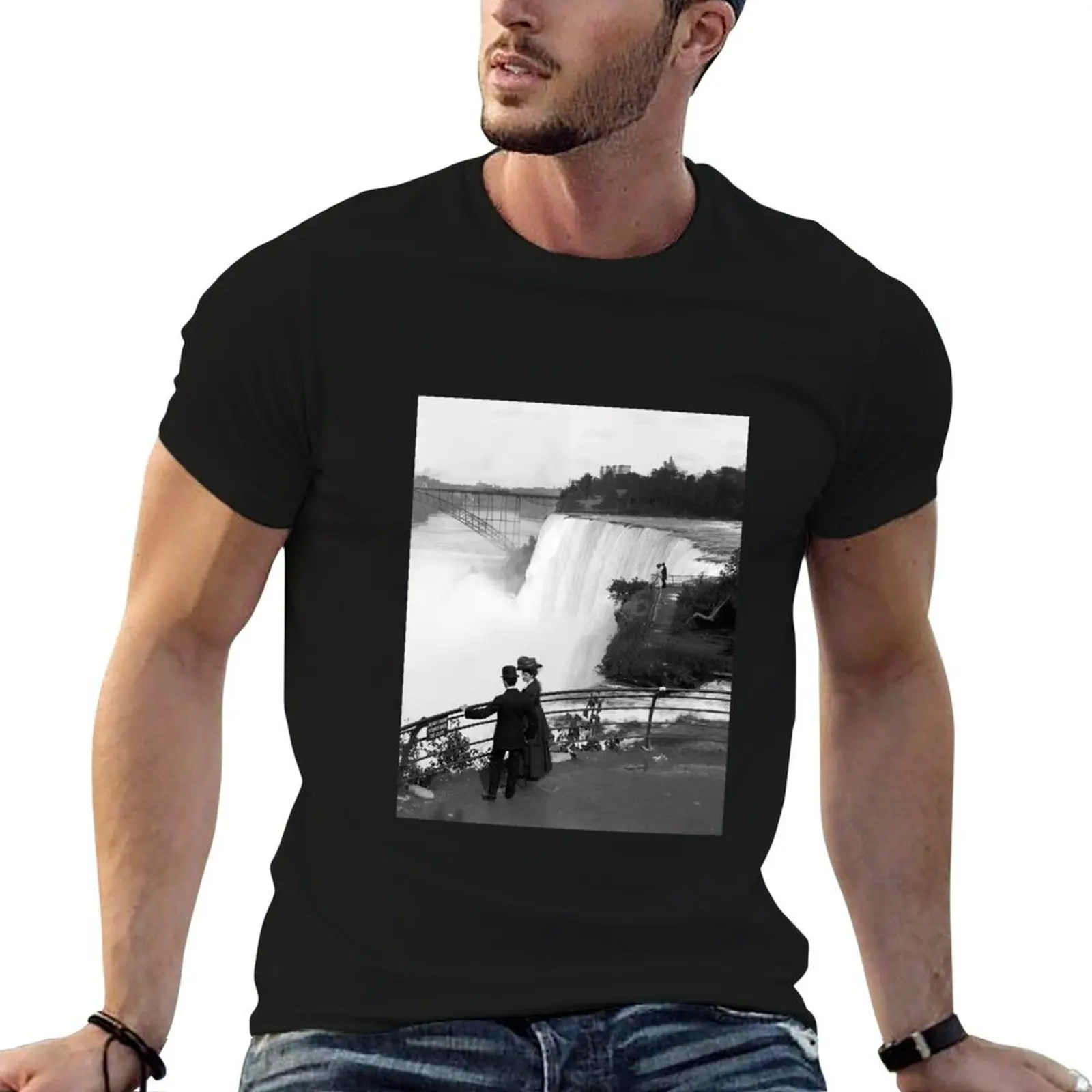 

Винтажная футболка Niagara Falls - View From Goat Island - 1908, мужские однотонные мужские футболки для мужчин, повседневная футболка