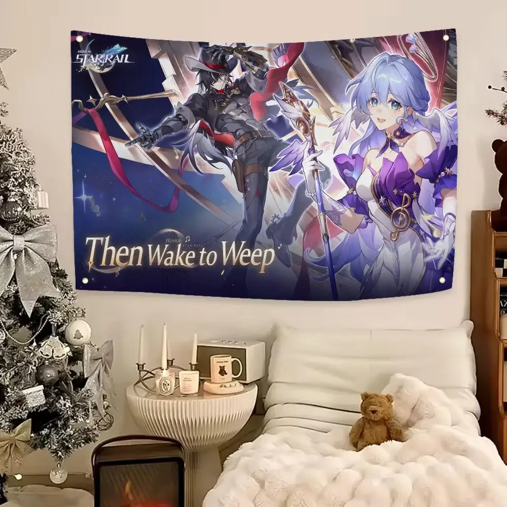 Popular Game Boothill Honkai Star Flags Aesthetic Wall Hanging Flag Banner Bedroom Living Room Home Decor Large HD
