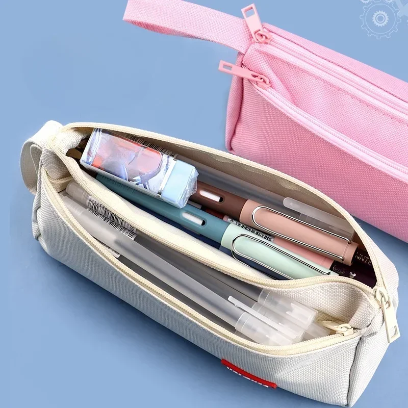 2-laags Oxford stoffen etui Student Pouch Coin Cosmetische tas Kantoorbenodigdheden Organizer voor tienermeisje Jongen Schoolbenodigdheden