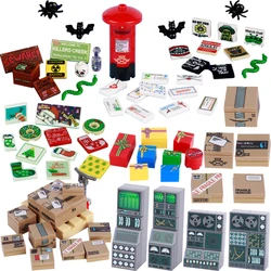 MOC City Printed Tile Building Blocks Christmas Gifts Box Computer Mailbox Package DIY Brick Parts Street View Halloween Toy Boy