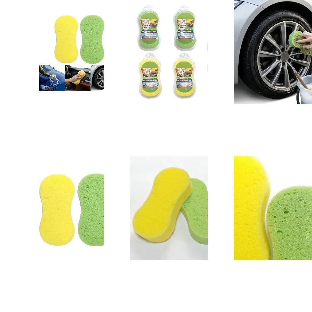 Car Body and Wheel Sponge Set, 5 Piece Porous Sponges for Wash and Wipe Jobs