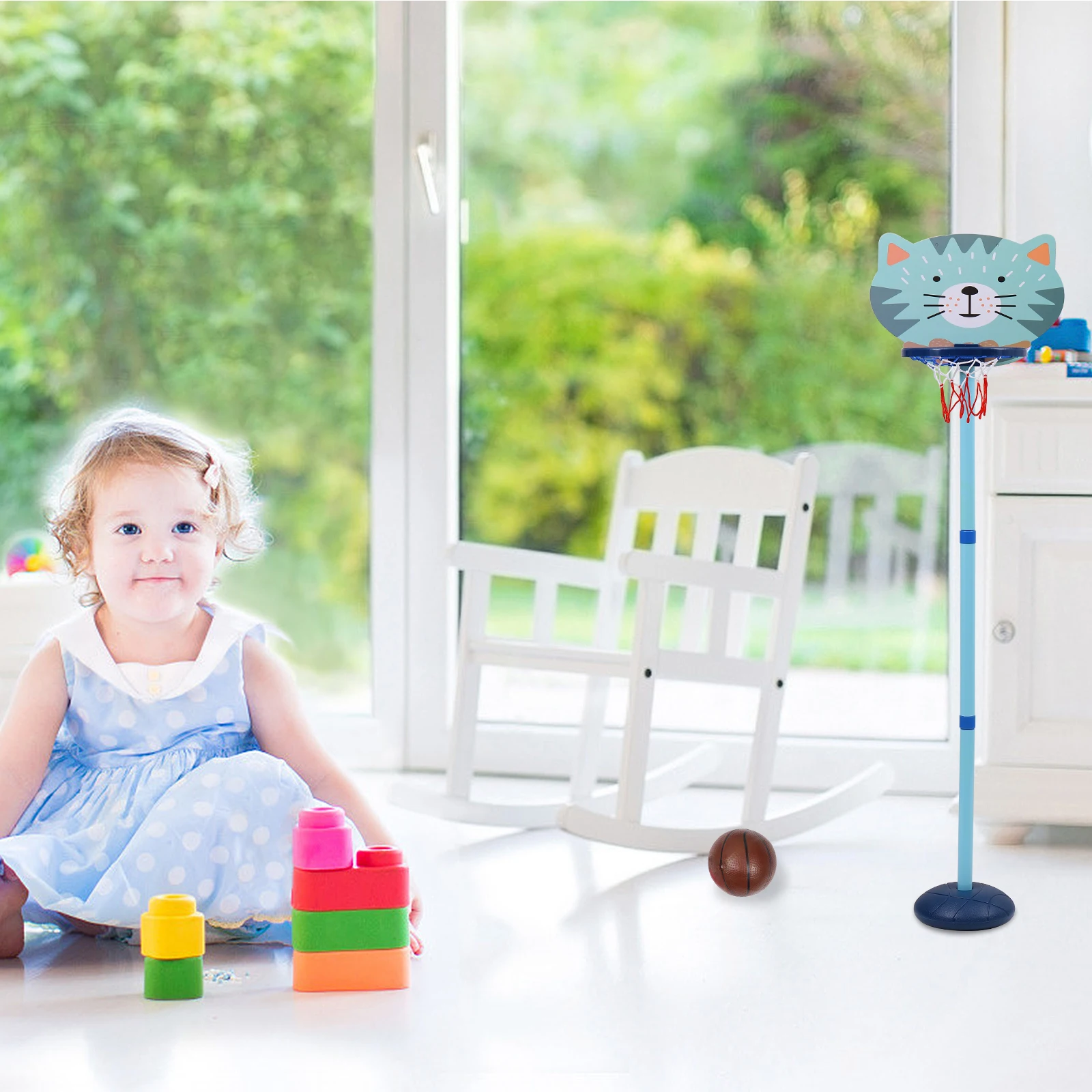 

Basketball Stand Adjustable Hoop Indoor Kids Game Toy Lovely Stands Educational Training Supply Throwing