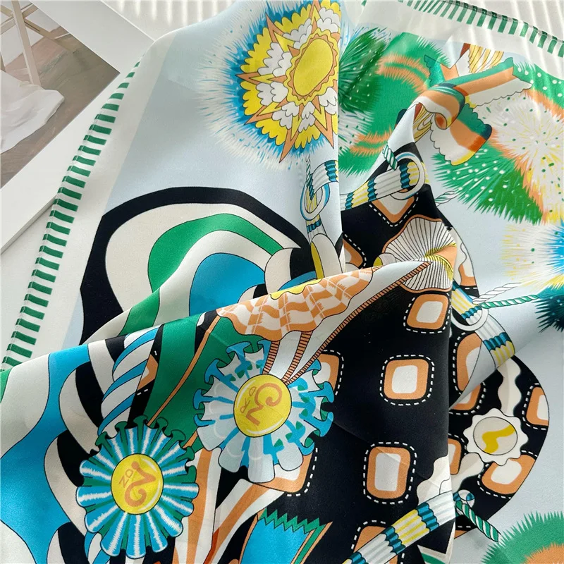 Sciarpa di seta di gelso primaverile con stampa a farfalla Versione coreana Sciarpa quadrata di pura seta alla moda versatile ed elegante