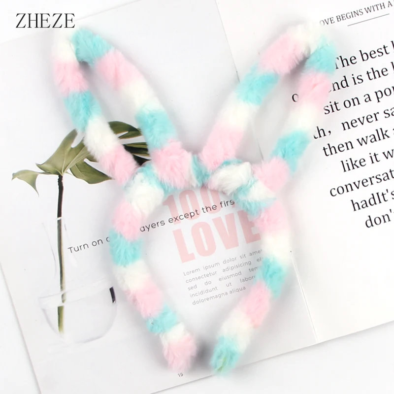 1pc Cute Plush Hair Hoop for Washing Face Skincare Kawaii  Bunny Ear Shaped Headband for Women Girls Wear Daily Hair Accessories view 4