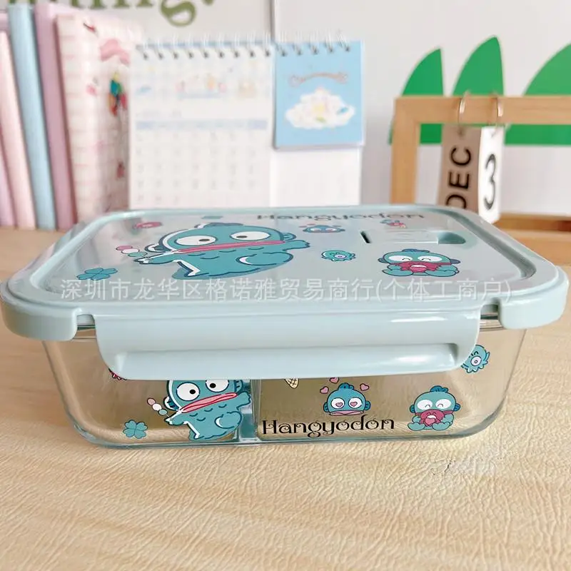 Sanrios Glass Lunch Box Hellokitty Kuromi Mymelody Microwave Heating Sealed Fresh-Keeping Student Office Worker Bento Lunch Boxs