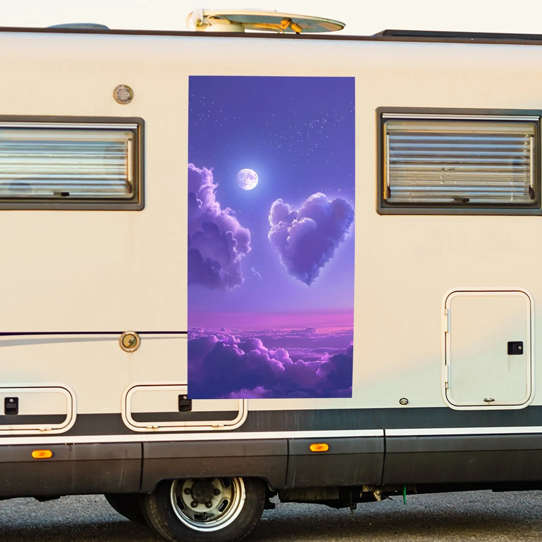 

Лунные облака, дом на колесах, наклейка на дверь автомобиля, ПВХ, самоводонепроницаемая палочка, яркие автомобильные внешние аксессуары, декор, защита подарка для влюбленных