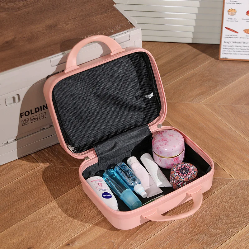 (36) New 14-inch portable cosmetic case macaron color mini portable suitcase 12-inch storage travel bag