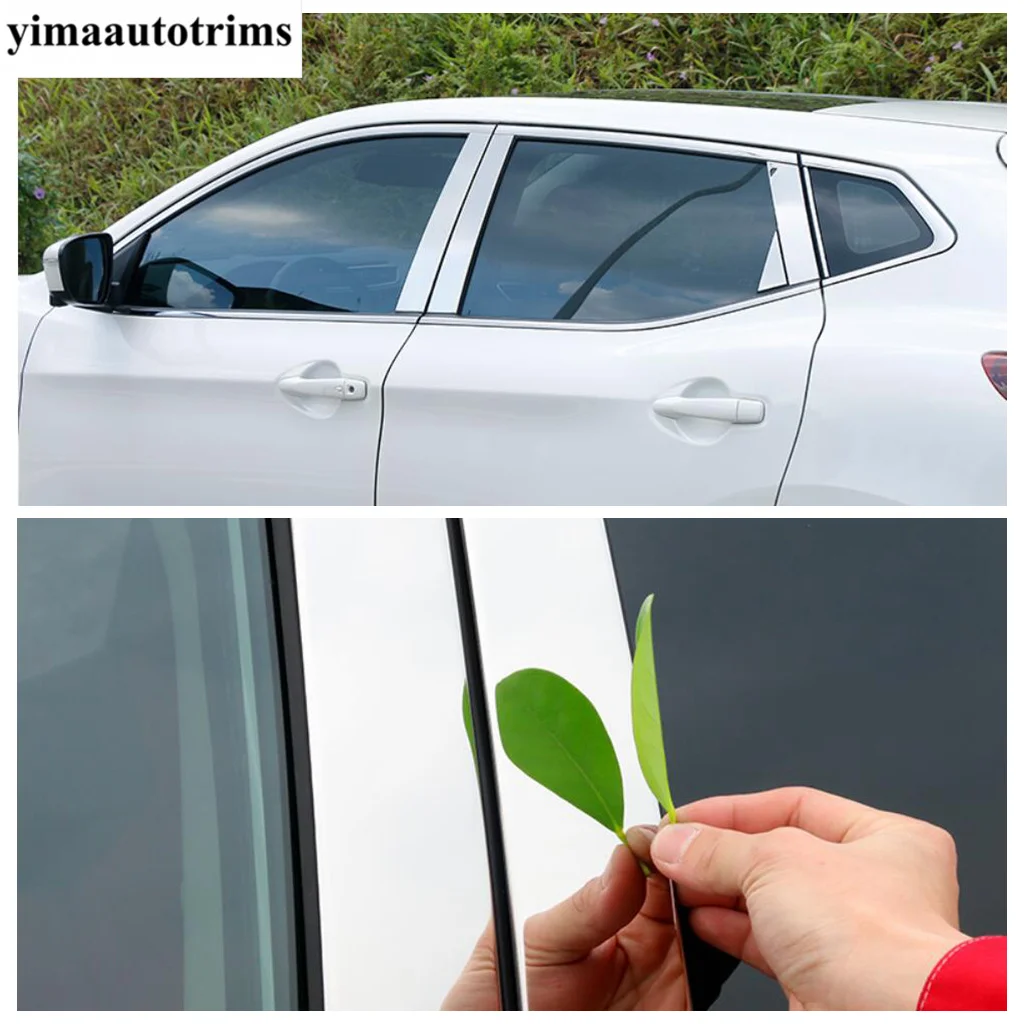 Stainless Steel Car Window Pillar B C Panel Decor Strip Sticker Cover Trim Exterior Accessories For Nissan Qashqai J11 2014-2020