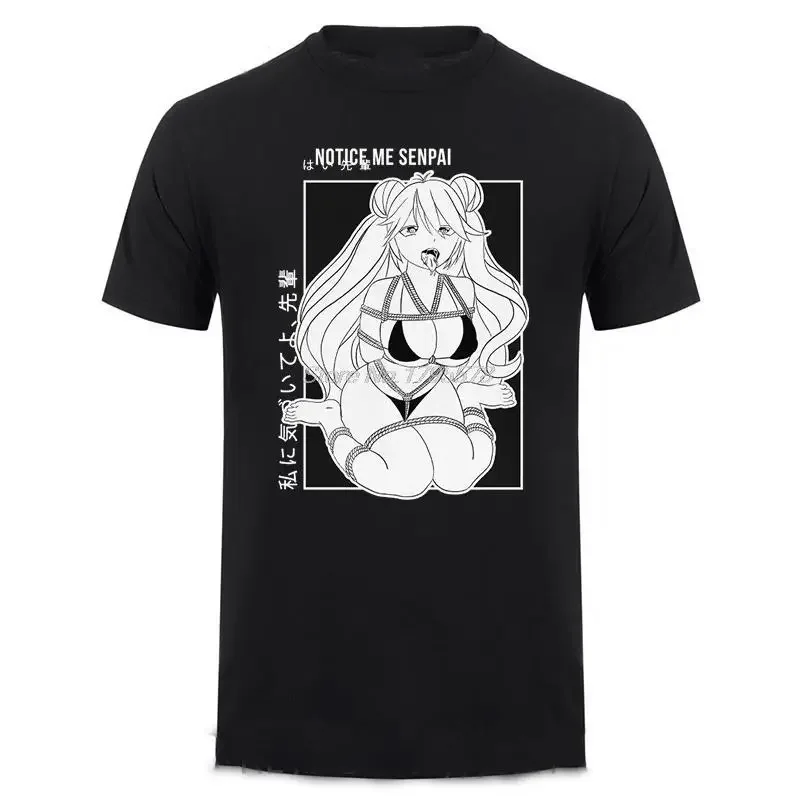 Notice Me Senpai Shibari T-Shirt Waifu Materail Anime Otaku T Shirt Men Cotton Tees Tops Harajuku mens designer clothes