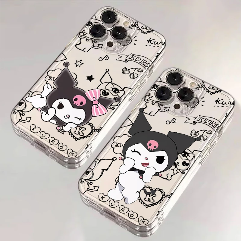 

Sanrio Kuromi Soft Phone Cover Case for iPhone 16e 13 12 11 Pro MAX XR 17 Air 12 Mini 7 8 16 15 14 Plus