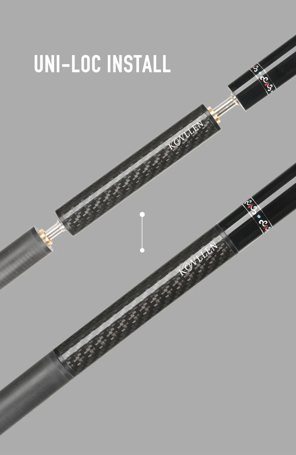 Silikon-Mittel verlängerung Carbon Pool Extender, Billard verlängerung werkzeug, Billard halter, profession elles Zubehör aus Aluminium legierung – Detail 8