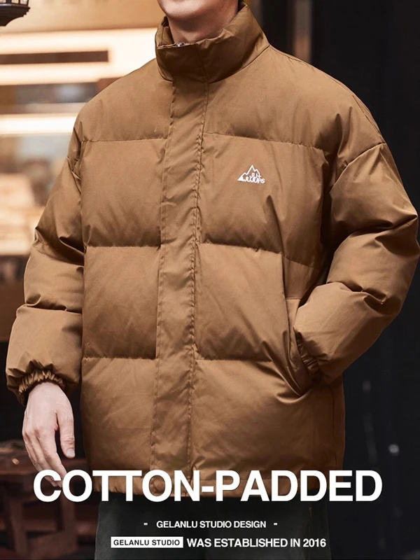 

Мужская зимняя хлопковая куртка с базовым воротником American Sle, повседневная цветная свободная теплая верхняя одежда большого размера, пальто