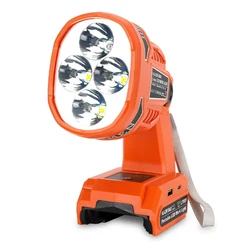 For Black&Decker 18V 20V Li-ion Battery Cordless LED Work light Outdoor Lighting Camping Lamp Emergency Flood Light Flashlight