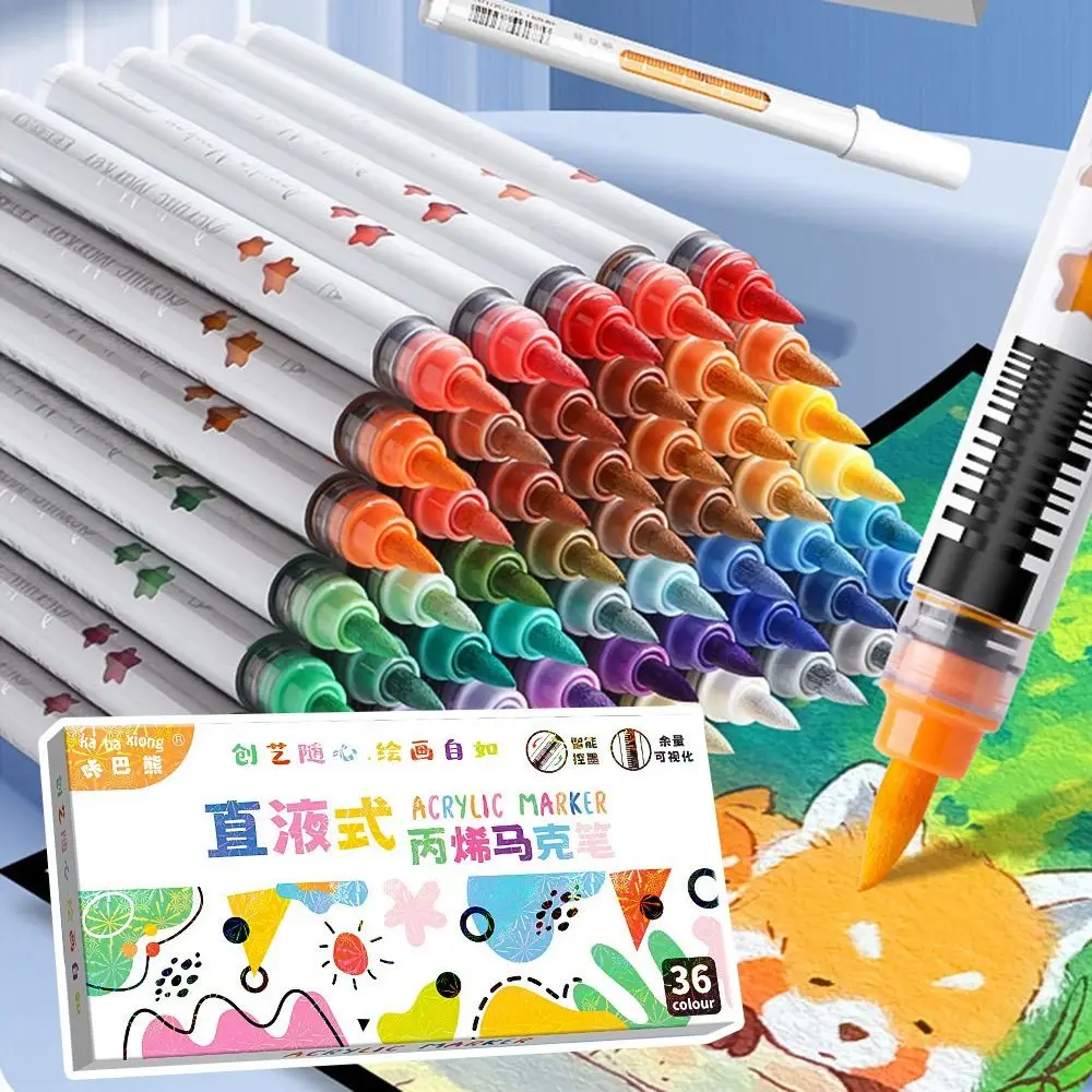 

12/24/36/48 цветов, детская акриловая ручка, прямая жидкость, водостойкий маркер для граффити, перманентные канцелярские принадлежности