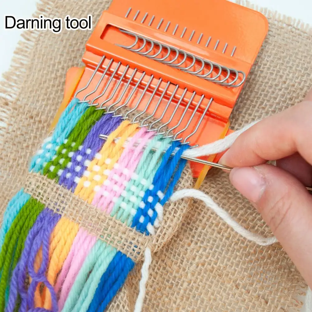 1 Set Darning Mini Loom 14 Hooks Machine Quick Easy DIY Repair Tool For Clothes For Design Art Craft Lovers Швейная Машина