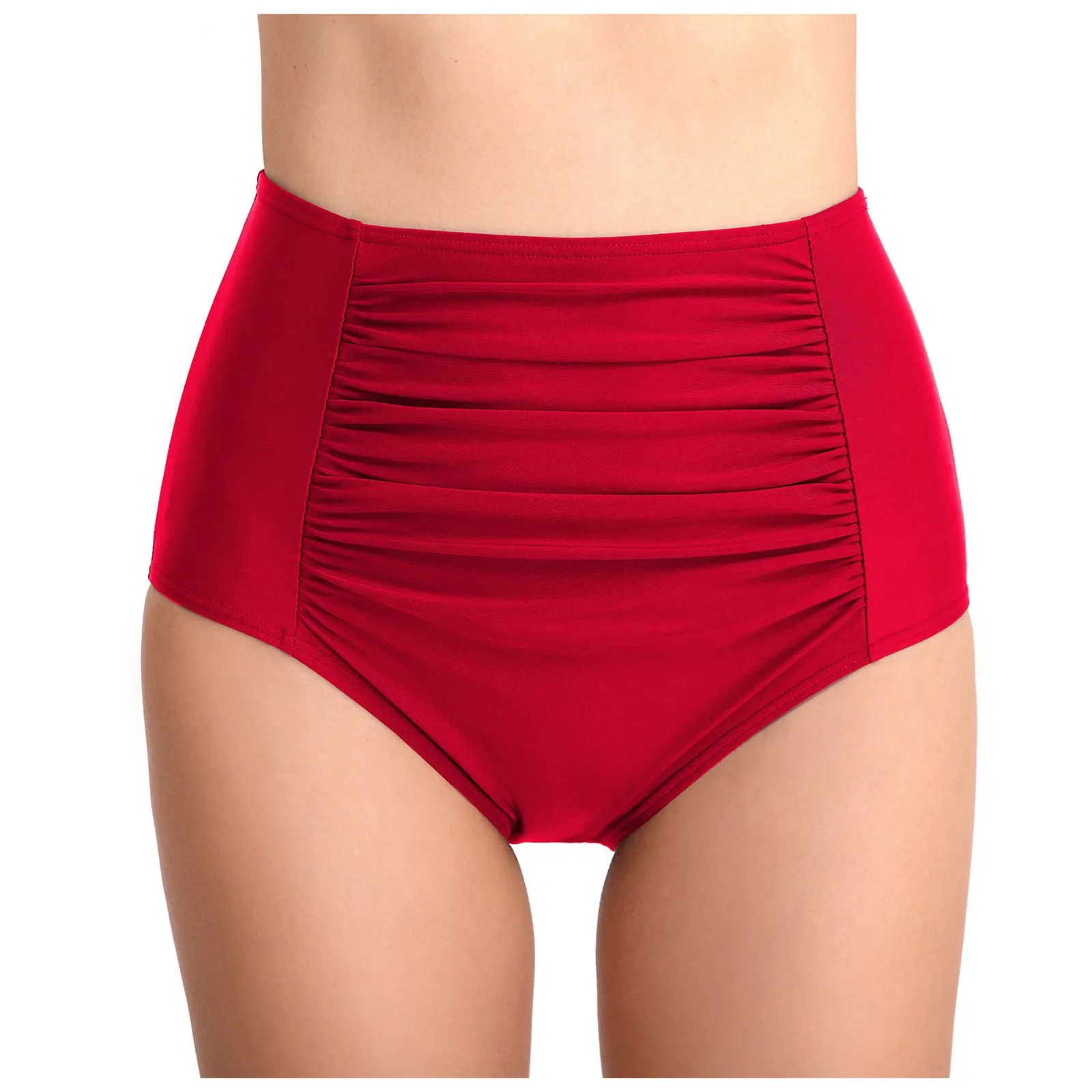 Customized Women Vintage Bottom Shorts Ladies Solid Pleated Ruched Brazilian Bathing Shorts for Female