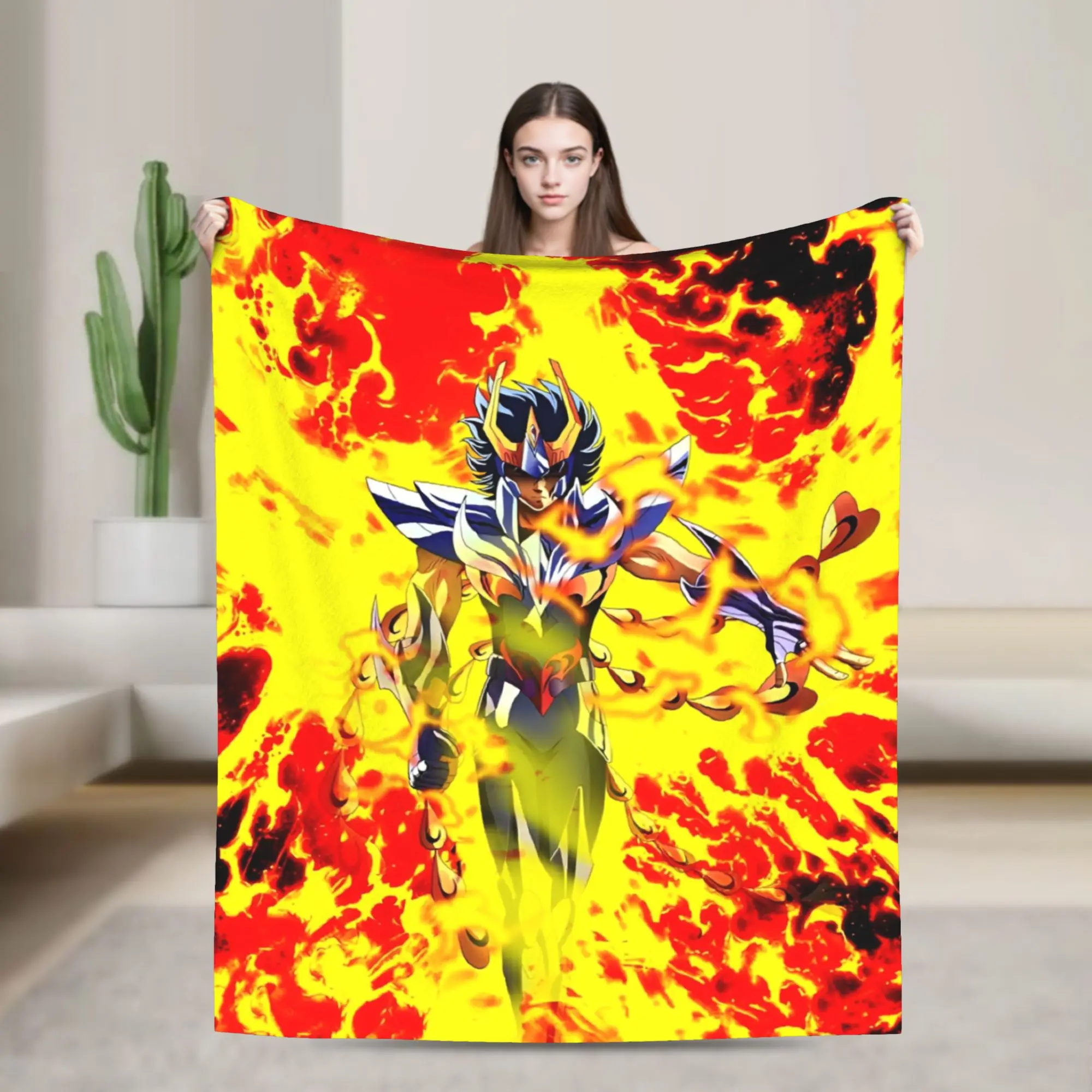 

Одеяло Saints Seiyas Ikki Fenix, бархатное легкое тонкое одеяло в стиле аниме для путешествий в самолете, покрывало