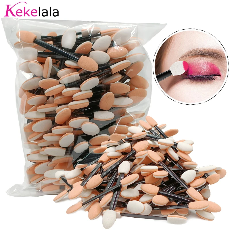 Kekelala 100Pcs/ Bag Small Portable Eyeshadow Applicators In Bulk Double Sponge Eye Shadow Brush Makeup Mini Tools Wholesale