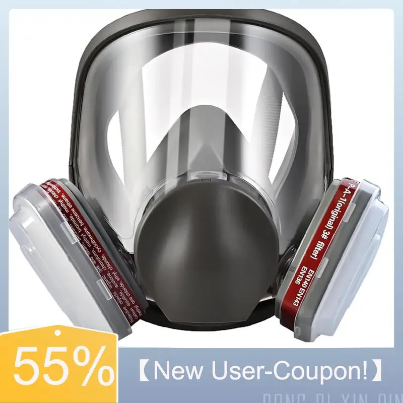 Happy New- Professional 6800 Series Full Face Respirator Mask With 6001&2091 Filters, Reusable Silicone Seal And Bayonet Connect