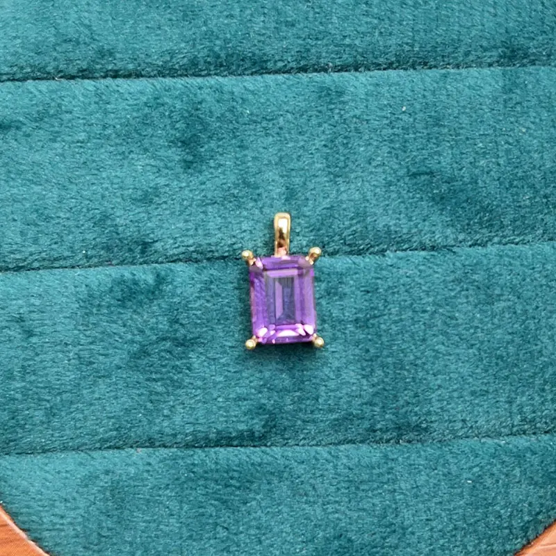 

6mm*8mm natural Amethyst pendant classical design for woman Sterling Silver Gemstone Jewelry