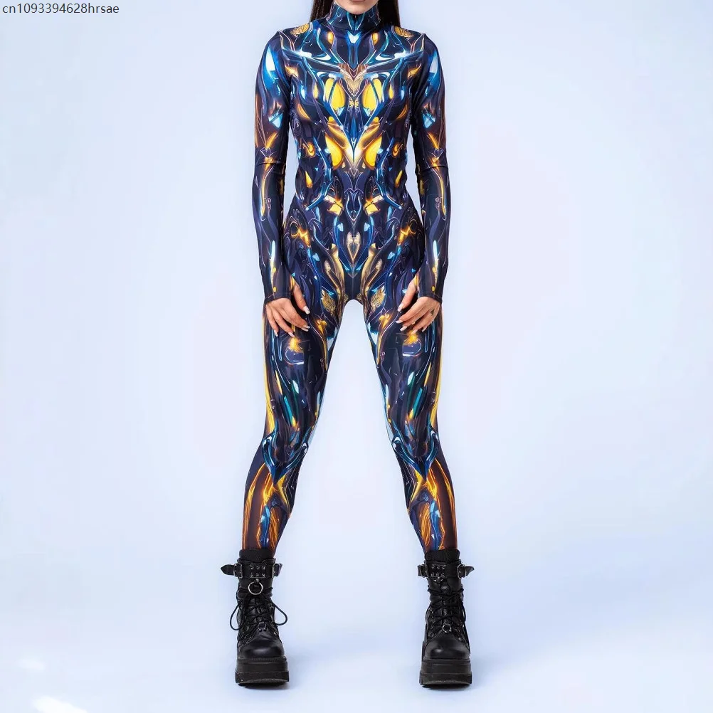 Women's Jumpsuit CyberPunk 3D Tights Holiday Party Steampunk Bodysuit Nightclub Stage Role Playing Costume 2025 Romper Halloween