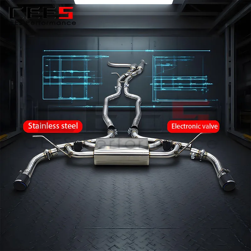 

CEES Stainless Steel Catbck Exhaust for Audi Q7 2010+ High Performance Valvetronic Exhaust System Muffler with Valve