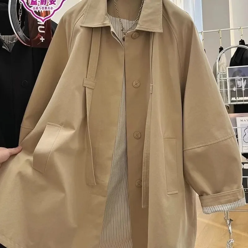 Female New Long Sleeves Trench Jacket Women Medium Long Styles Lined Outwear Spring Autumn Ladies Thin Style Windbreaker Coat