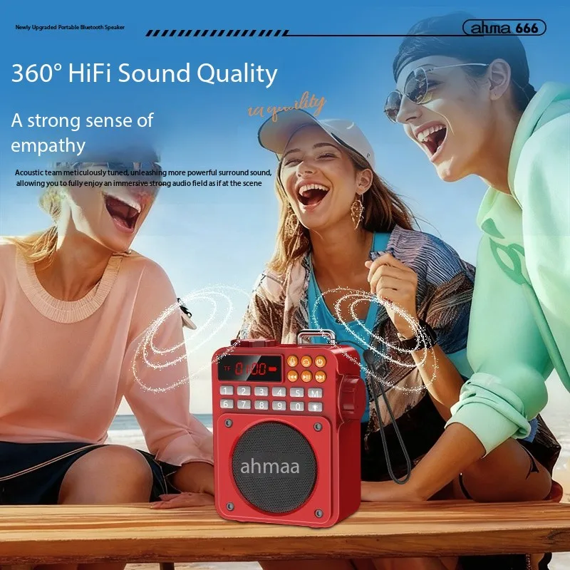 

Мини-карманный FM-радио, цифровой радиоприемник, беспроводной Bluetooth MP3-динамик со светодиодным фонариком, запись, беспроводной сабвуфер