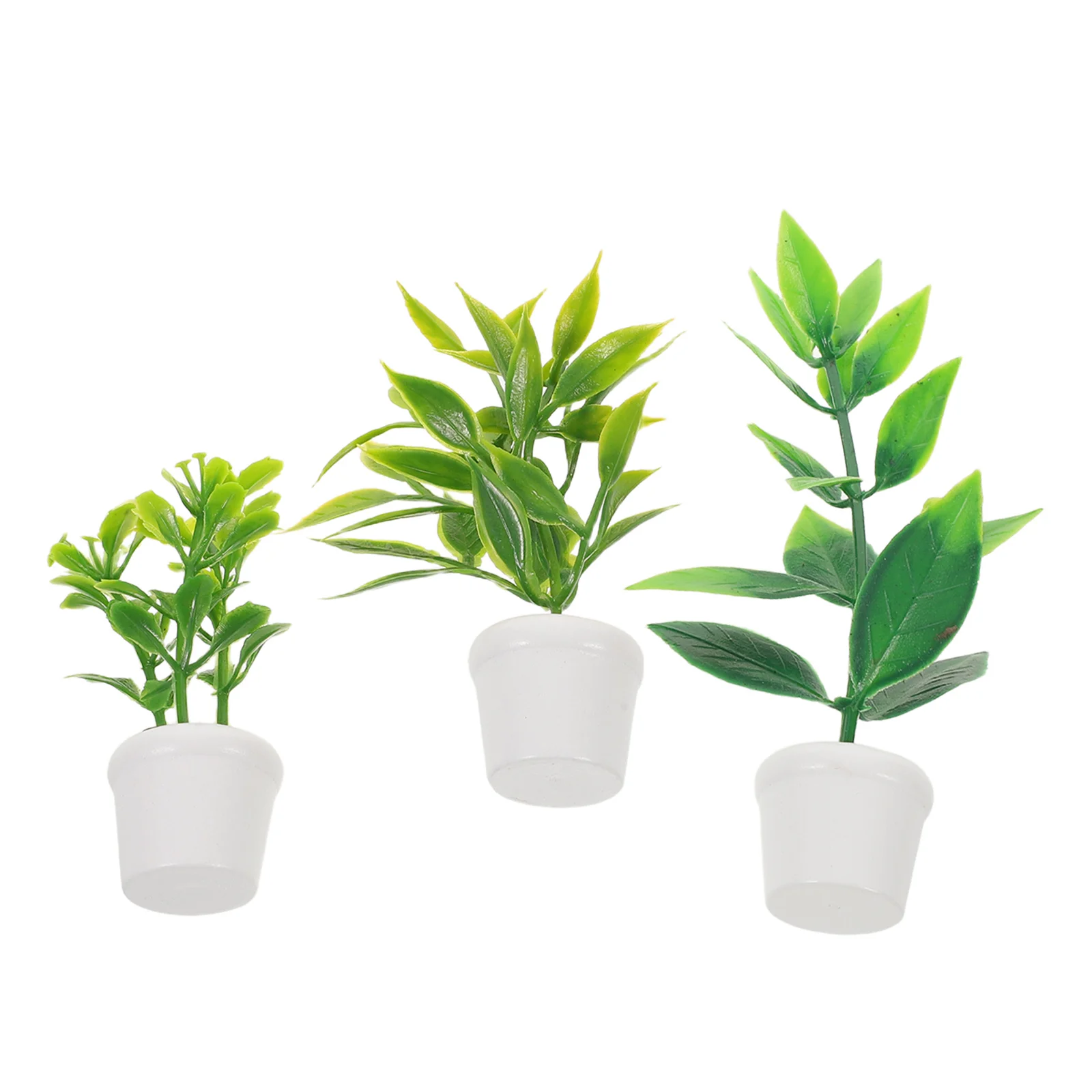 3 個ミニチュア鉢植えドールハウスアクセサリー現実的な人工緑盆栽ポットマイクロ風景妖精の庭