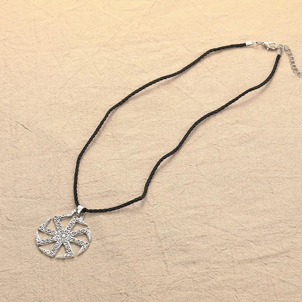 Kinitial April Stainless Steel Small Elegant Slavic Sun Symbol Kolovrat Pendant, Sun Pagan Necklace, Slavic Mythology Sun Wheel