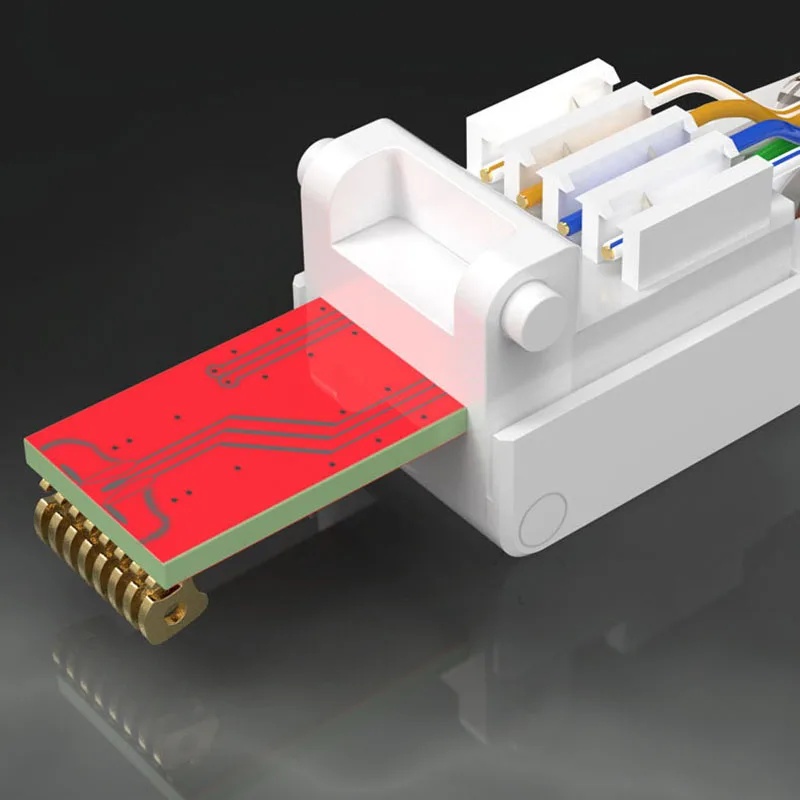 2 Buah Konektor Cat5E Cat6 RJ45 Modular Tanpa Alat Penekan Kawat Tanpa Pelindung Pelapisan Emas Kepala Kristal Jaringan Dapat Digunakan Kembali