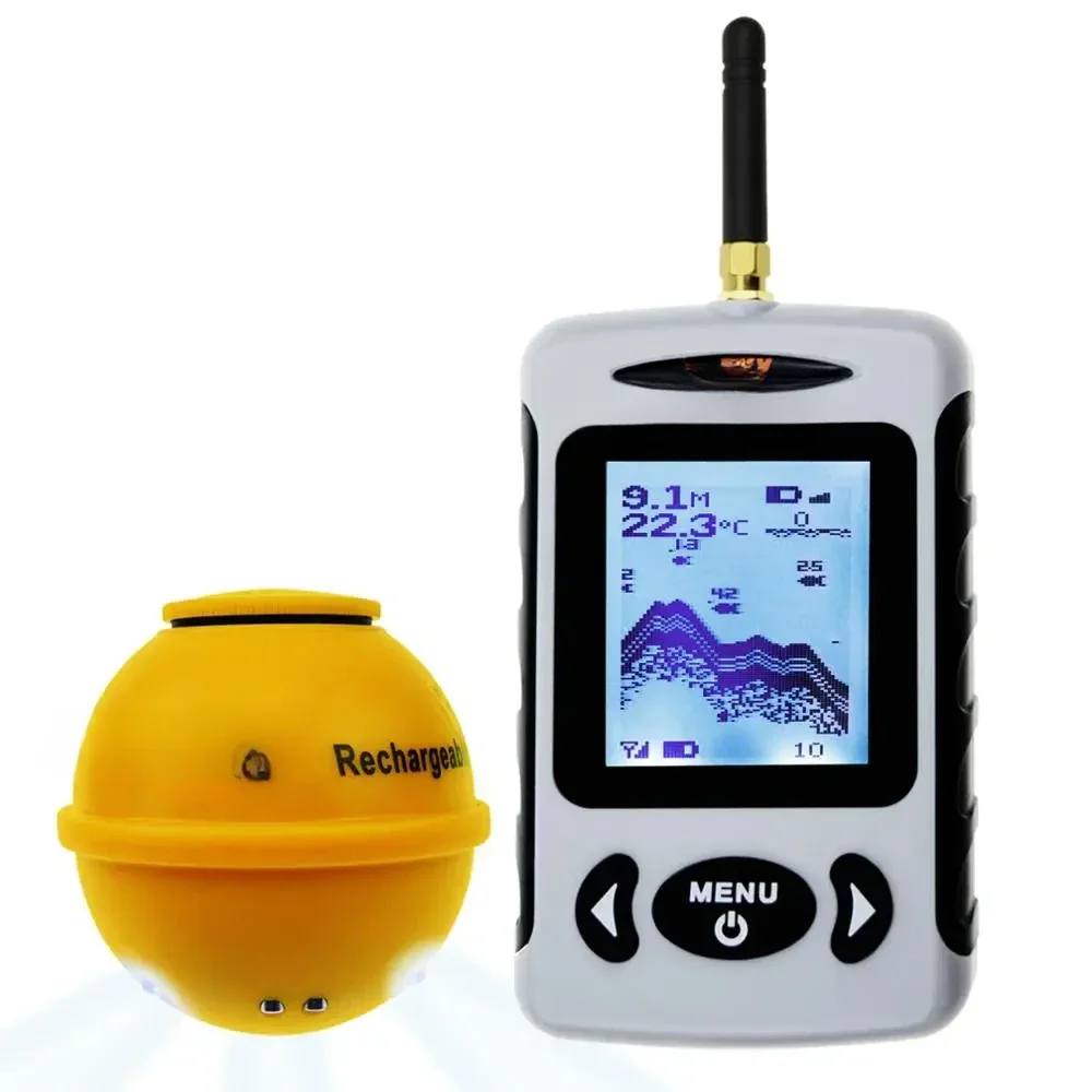 Wireless w/ Attracting Light Lamp Portable Rechargeable Locator 45M Depth 150M Wireless Sonar Sensor