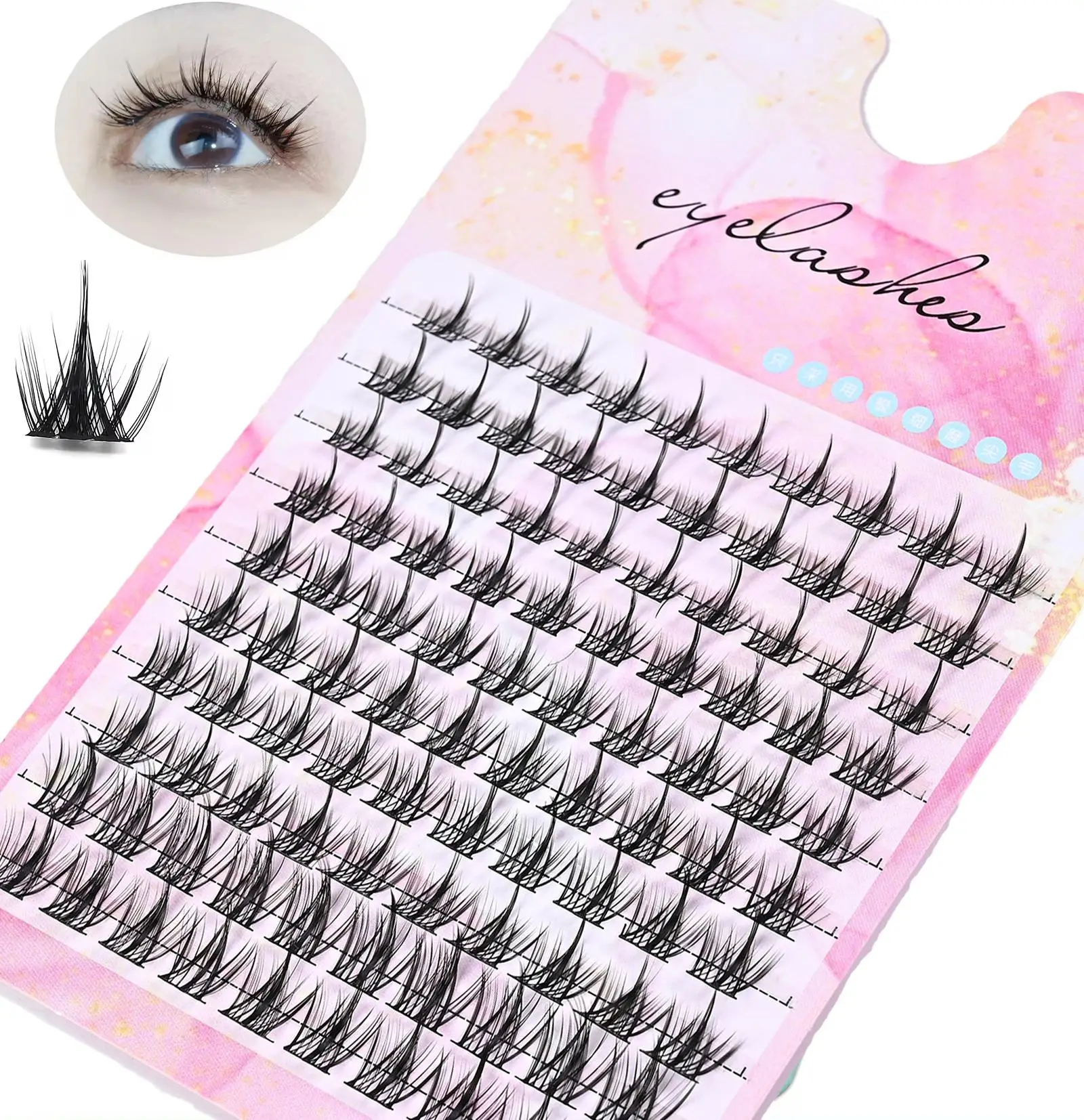 

100 Bundles Volume Individual Lashes Little Manga Eye Imp Devil False Eyelashes Single Cluster Segmented Eyelash Extension