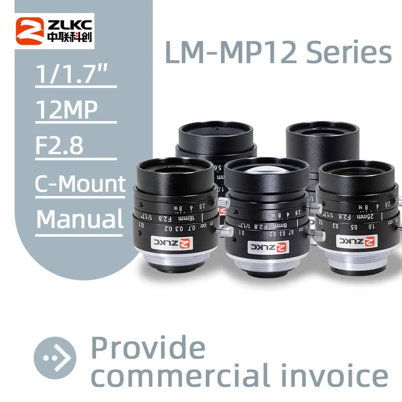 

ZLKC 6mm 8mm 30mm 40mm C-Mount Industrial Lens 12MP 1/1.7" F2.8 Low Distortion for FA Machine Vision & CCTV Surveillance 12-50mm