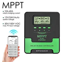 MPPT 12V 24V Auto Solar Charge Controller WiFi Solar Panel Regulator Dual USB 60A 50A 40A 30A Lifepo4 Lead Acid Lithium Battery