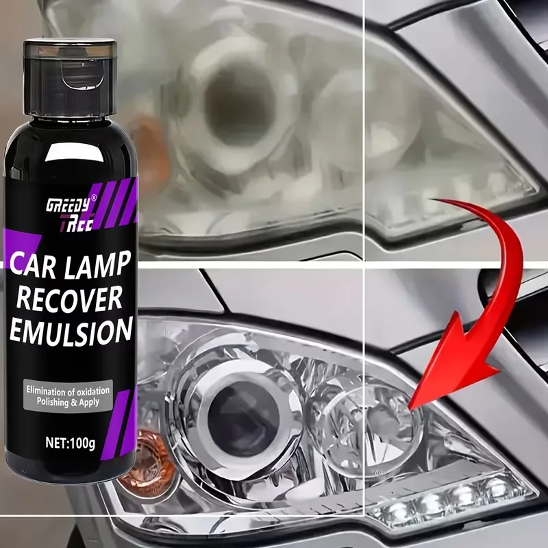 GREEDY TREE Headlight Restoration Emulsion - Eliminate Oxidation, Polish & Restore Clarity for Car Lamps (100g)