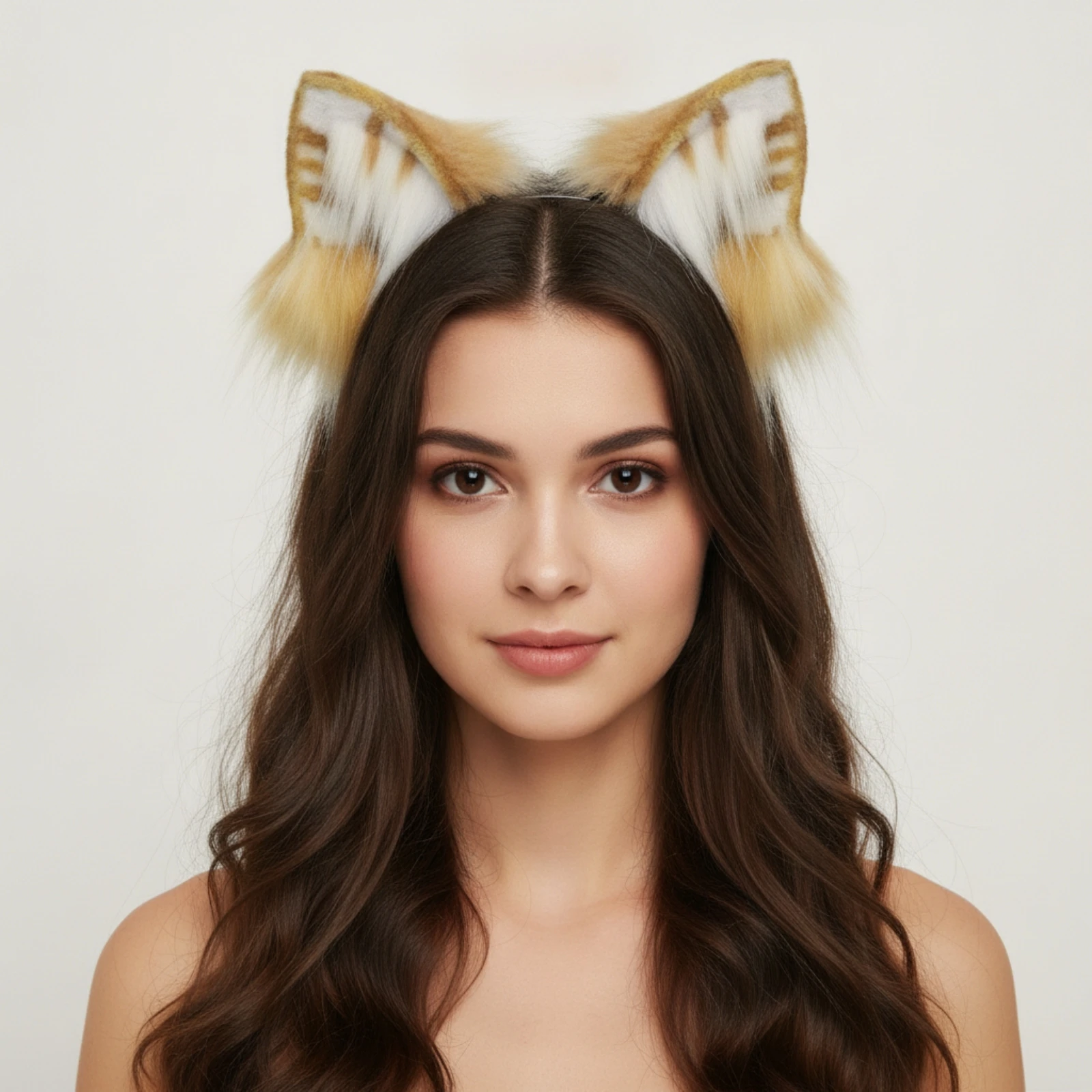 Faux Fleece Foxy Ears Headband Cosplay Faux-Fleece Foxy Ear Headband Soft Lightweight for Cosplayers, Themed Events, Conventions